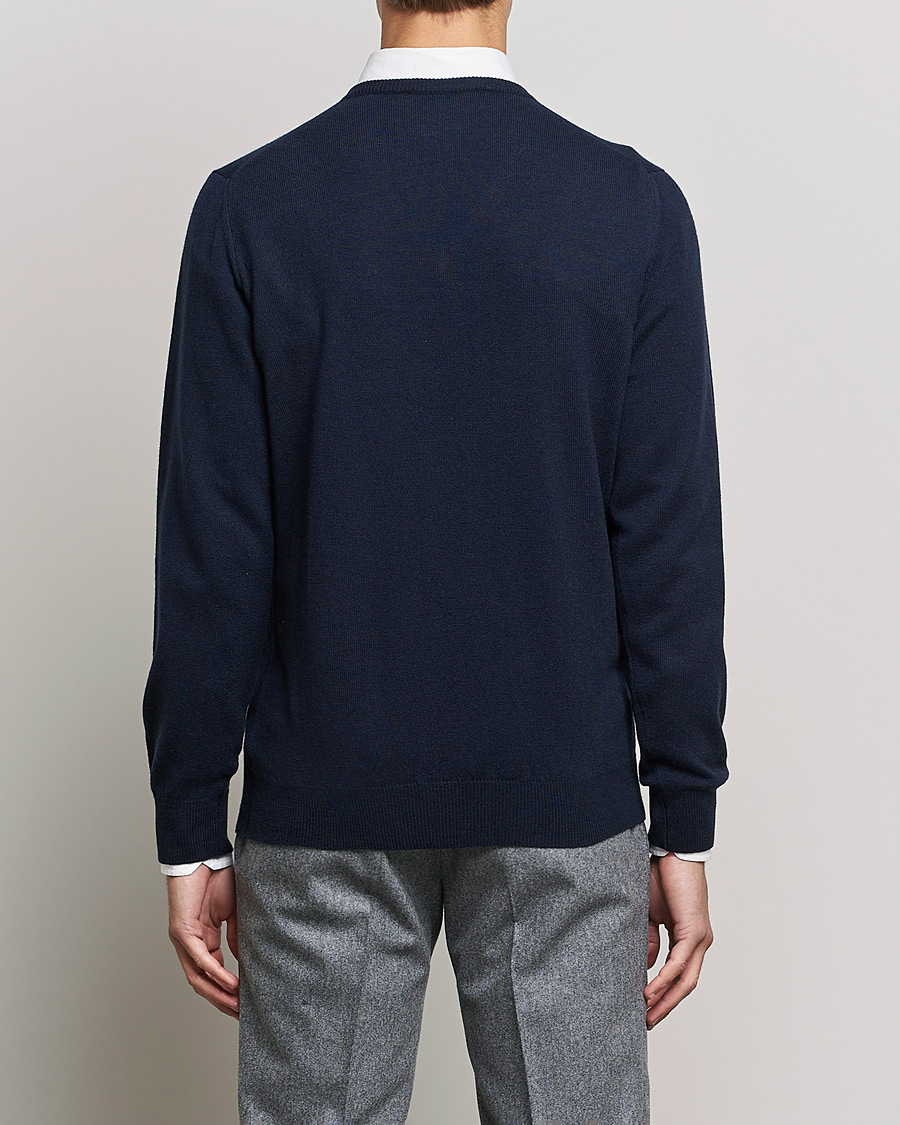 Men | Sweaters & Knitwear | Piacenza Cashmere | Cashmere V Neck Sweater Navy
