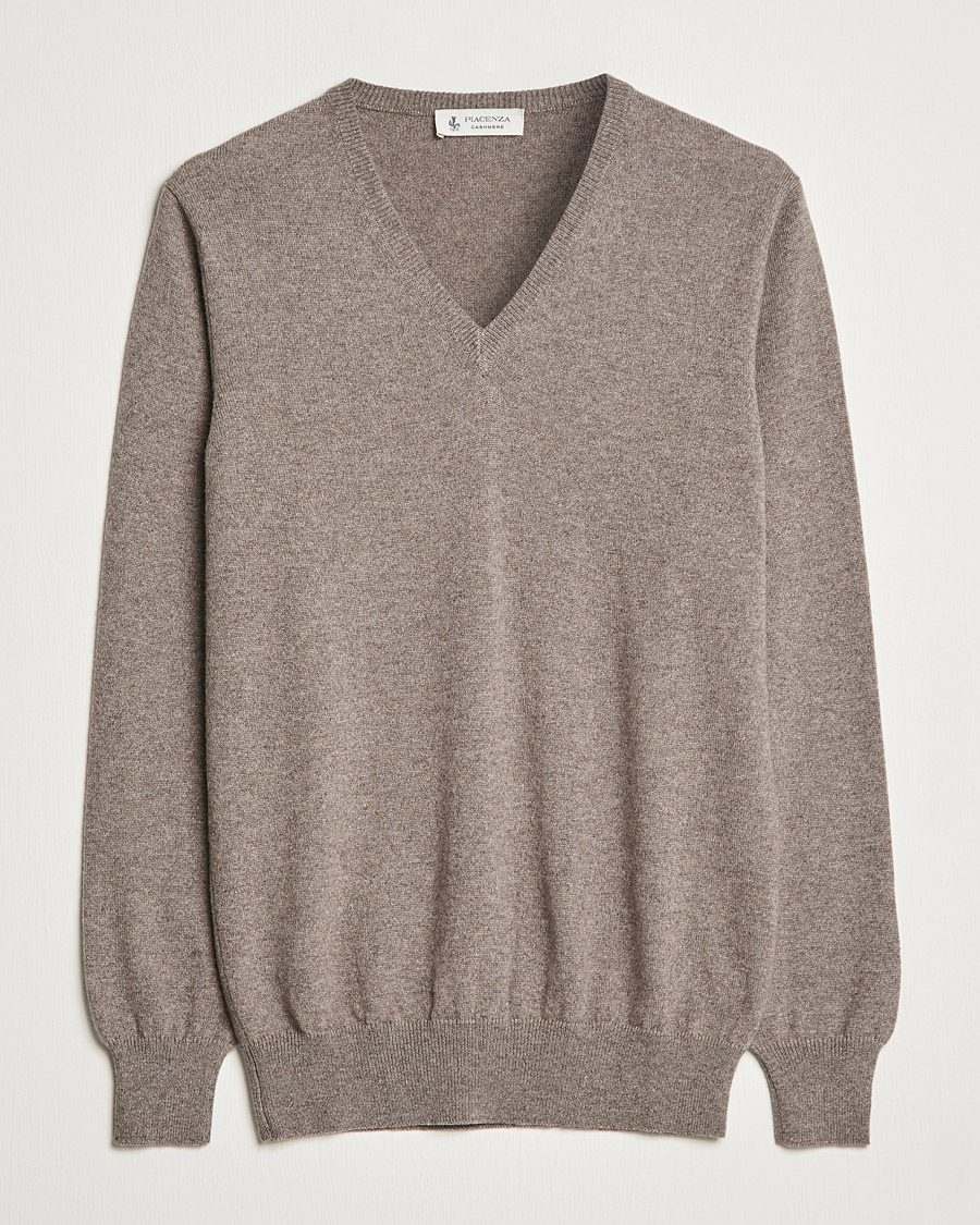 Men | Sweaters & Knitwear | Piacenza Cashmere | Cashmere V Neck Sweater Brown