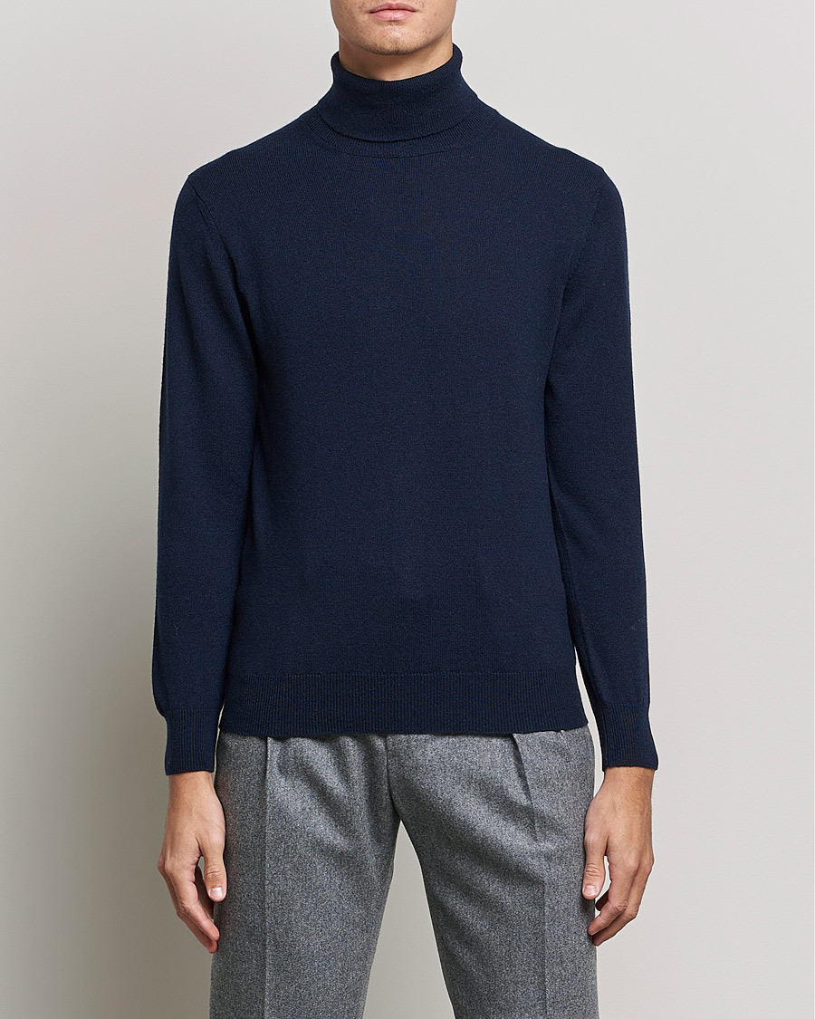 Men | Cashmere sweaters | Piacenza Cashmere | Cashmere Rollneck Sweater Navy