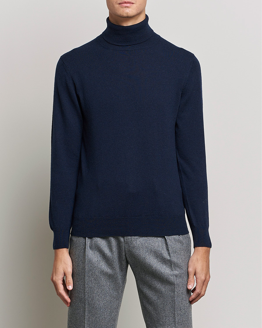 Men | Sweaters & Knitwear | Piacenza Cashmere | Cashmere Rollneck Sweater Navy
