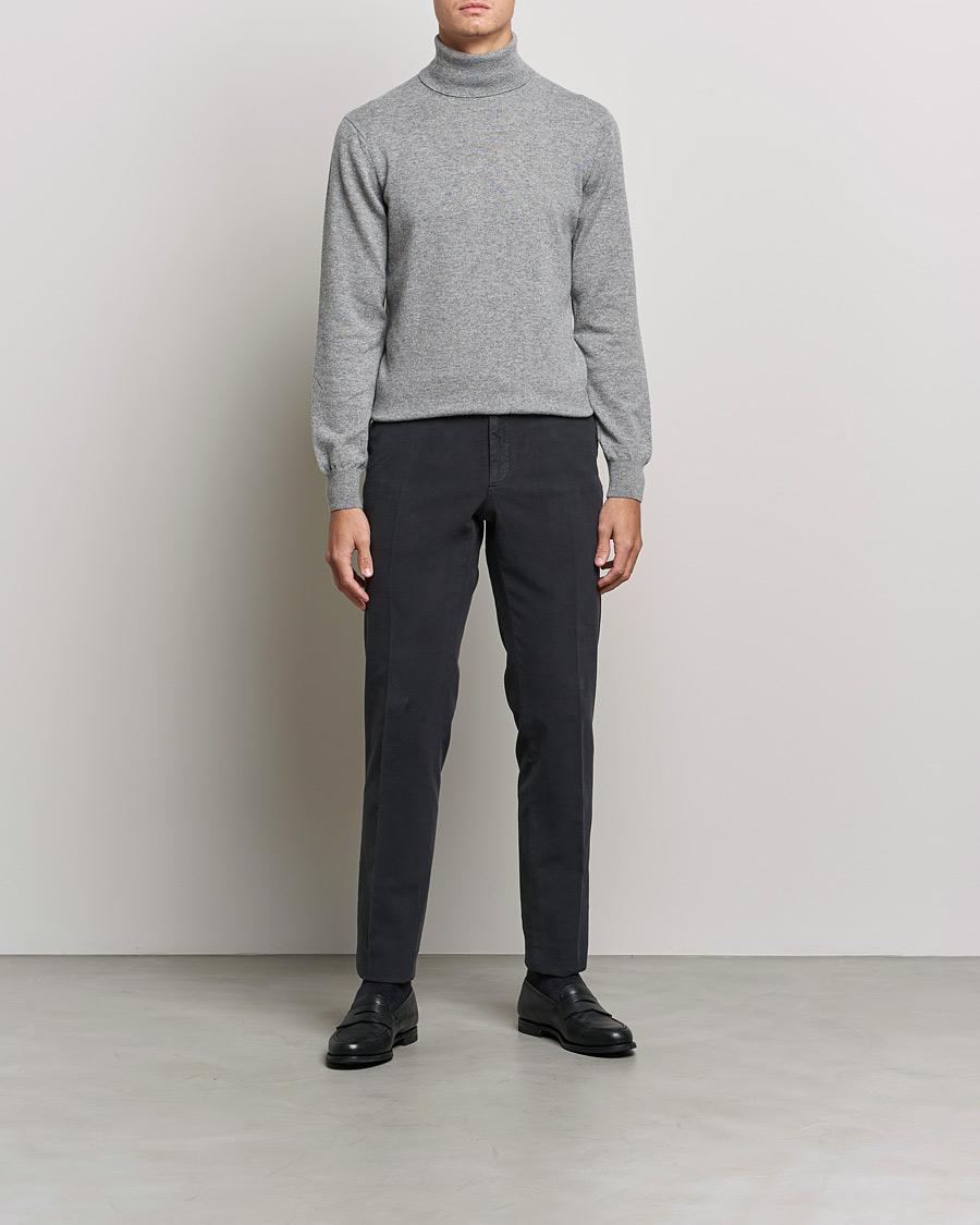 Men | Sweaters & Knitwear | Piacenza Cashmere | Cashmere Rollneck Sweater Light Grey