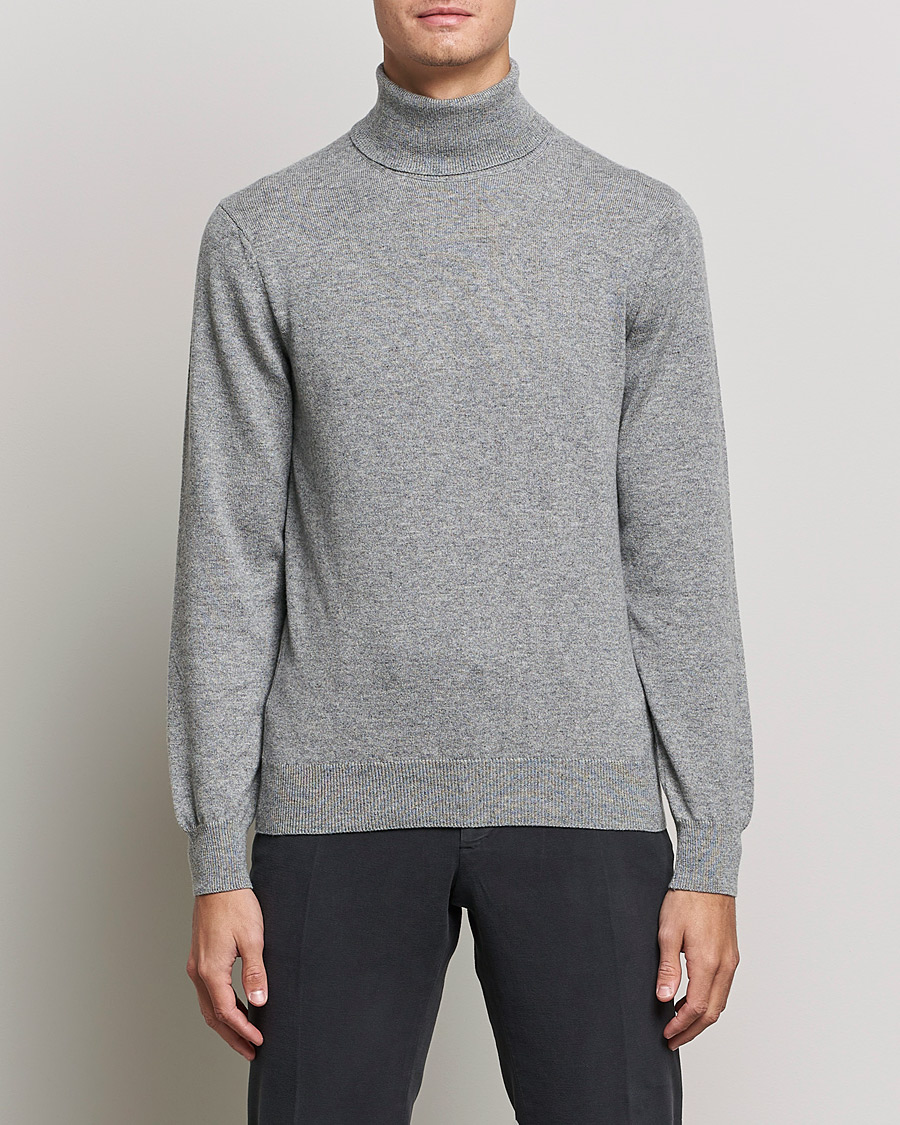 Men | Turtlenecks | Piacenza Cashmere | Cashmere Rollneck Sweater Light Grey