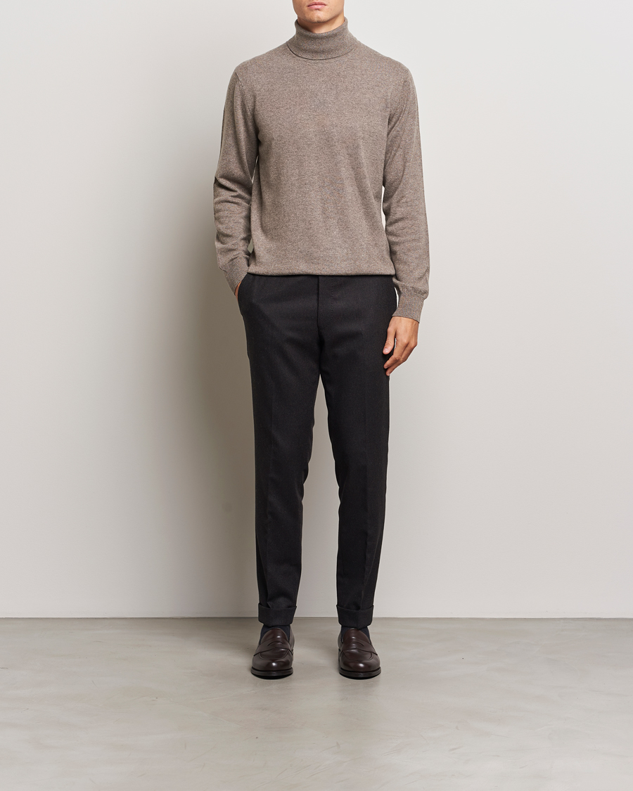 Men | Sweaters & Knitwear | Piacenza Cashmere | Cashmere Rollneck Sweater Brown