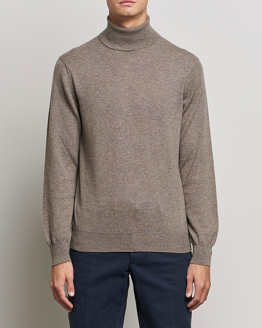 Men | Cashmere sweaters | Piacenza Cashmere | Cashmere Rollneck Sweater Brown