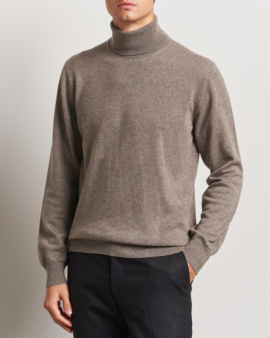 Men | Sweaters & Knitwear | Piacenza Cashmere | Cashmere Rollneck Sweater Brown