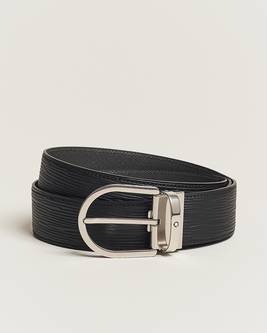 Men | Leather Belts | Montblanc | 40mm Horseshoe Buckle Belt Black