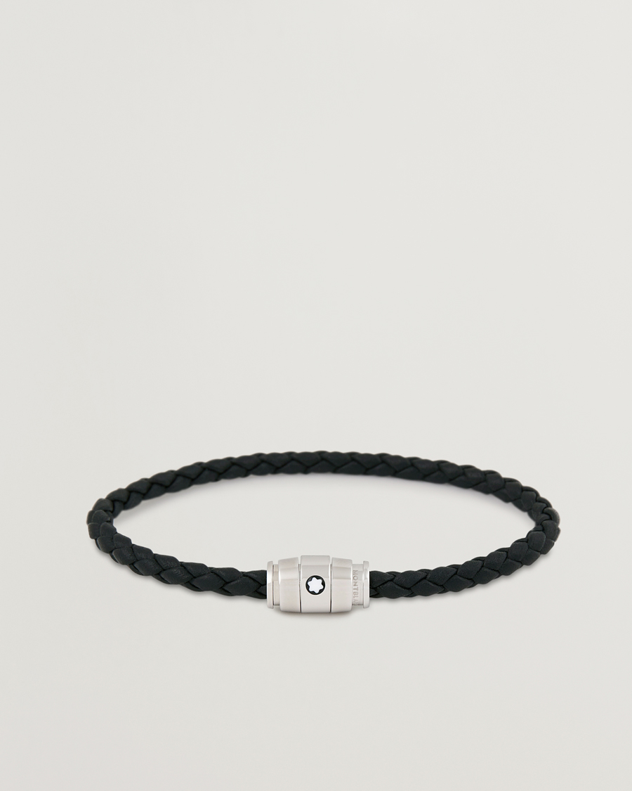Men | Bracelets | Montblanc | Bracelet Steel 3 Rings Leather Black