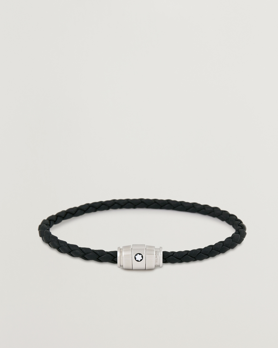 Men | Jewellery | Montblanc | Bracelet Steel 3 Rings Leather Black