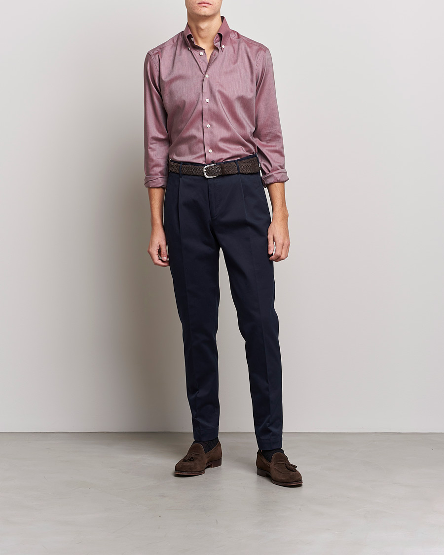 Men | Shirts | Eton | Wrinkle Free Button Down Oxford Shirt Red