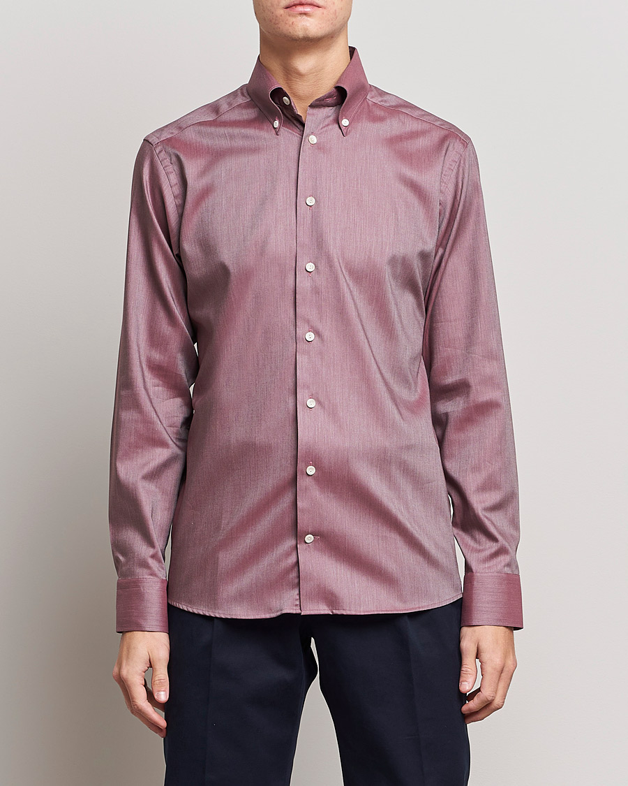 Men | Casual Shirts | Eton | Wrinkle Free Button Down Oxford Shirt Red 