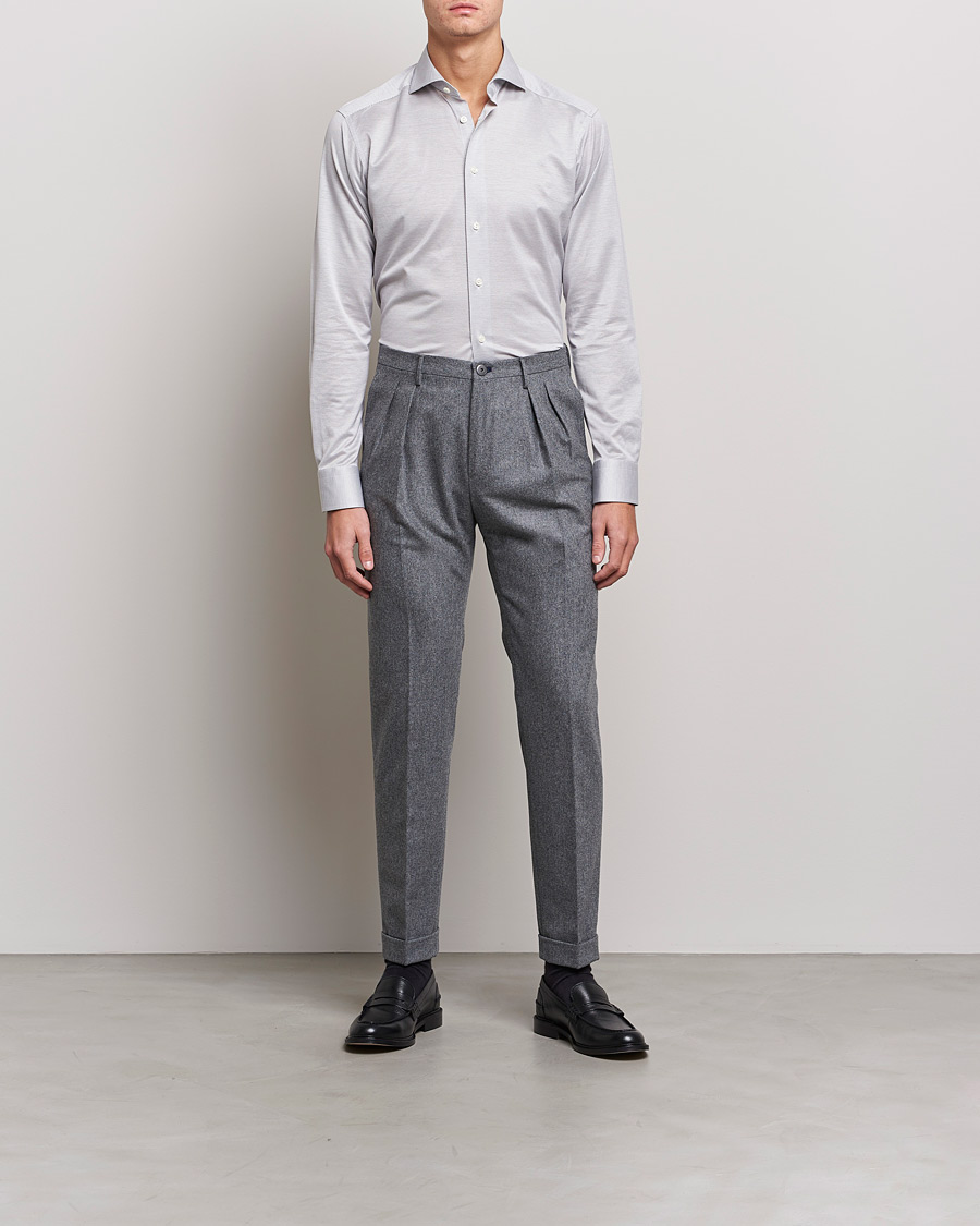 Men | Shirts | Eton | King Knit Filo Di Scozia Shirt Grey