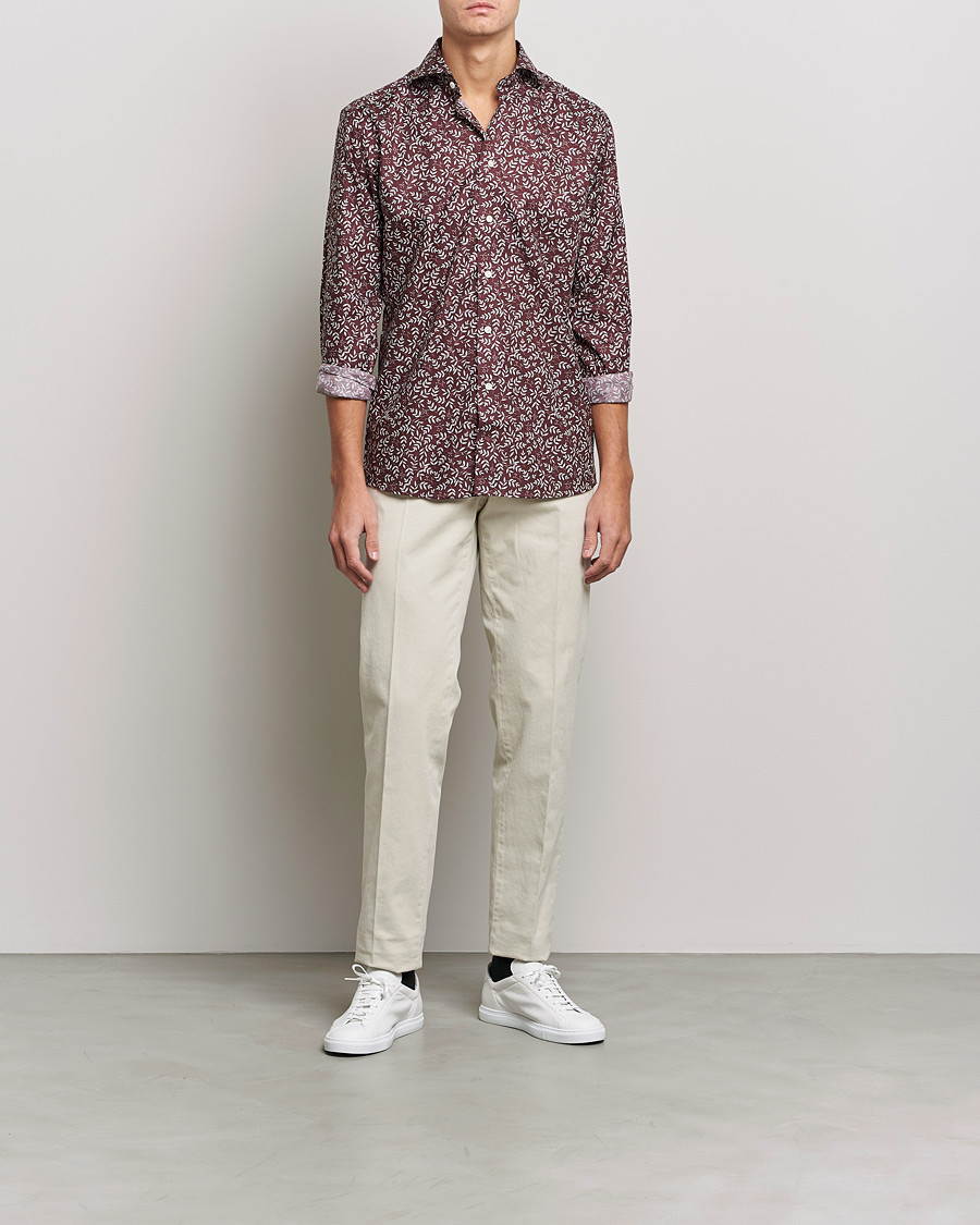 Men | Shirts | Eton | Twill Melange Shirt Red Floral