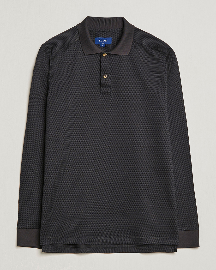 Men | Sweaters & Knitwear | Eton | Knit Jaquard Polo Shirt Black