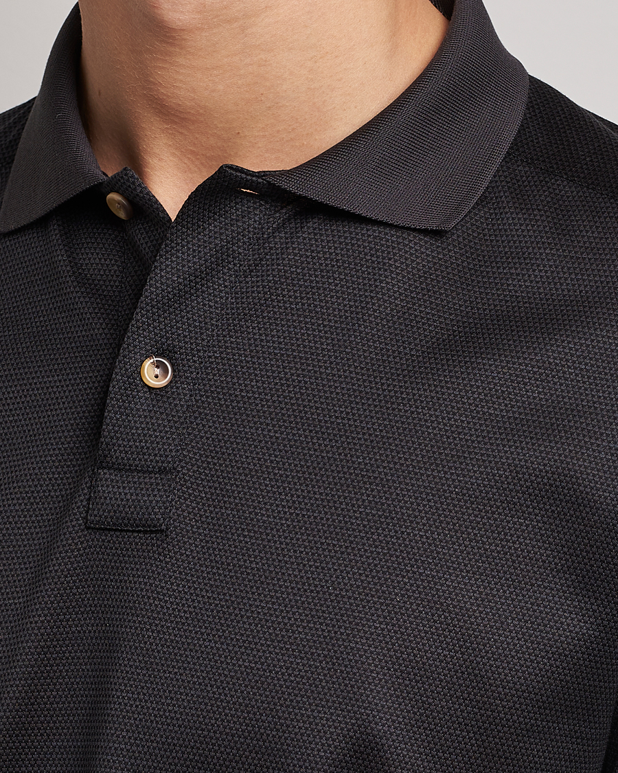 Men | Sweaters & Knitwear | Eton | Knit Jaquard Polo Shirt Black