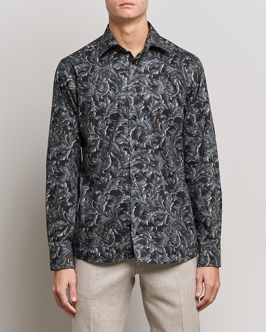 Men | Casual Shirts | Eton | Floral  Signature Twill Shirt Black