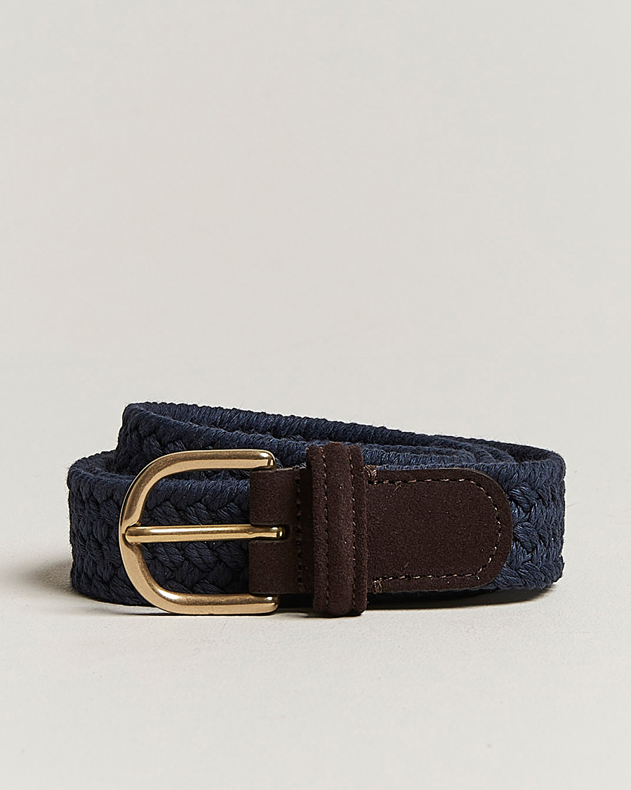 Men | Anderson's Braided Cotton Casual Belt 3 cm Navy | Anderson's | Braided Cotton Casual Belt 3 cm Navy