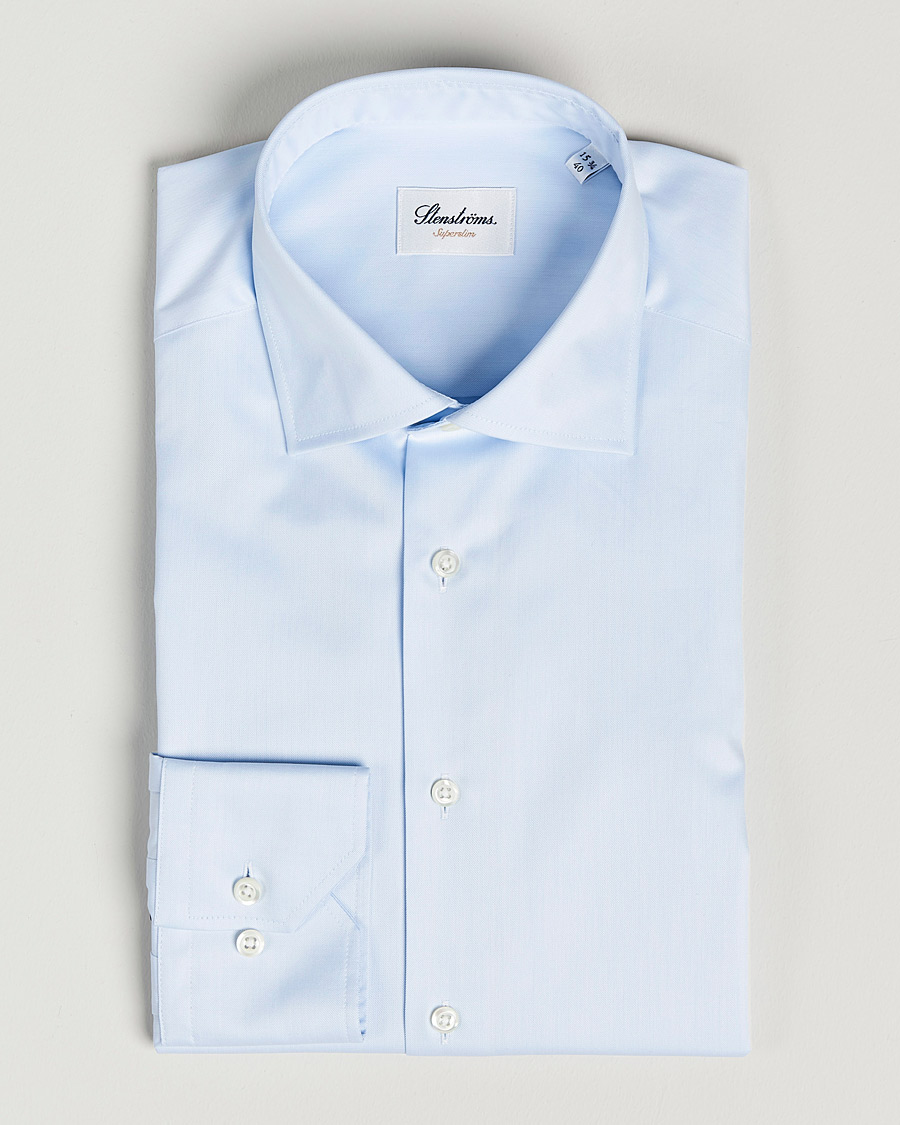 Men | Shirts | Stenströms | Superslim Plain Shirt Blue