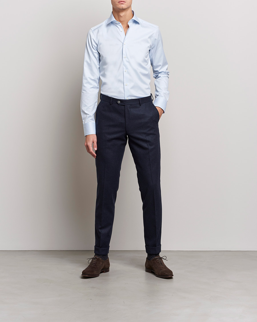 Men | Shirts | Stenströms | Superslim Plain Shirt Blue