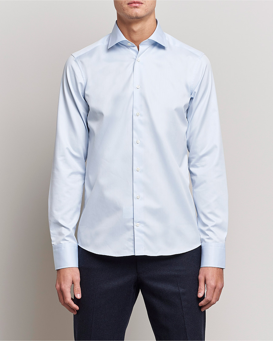 Men | Business Shirts | Stenströms | Superslim Plain Shirt Blue