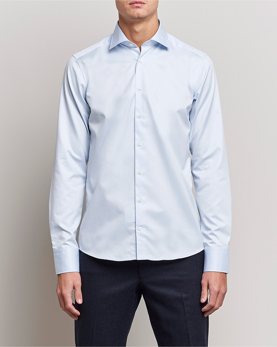 Men | Shirts | Stenströms | Superslim Plain Shirt Blue