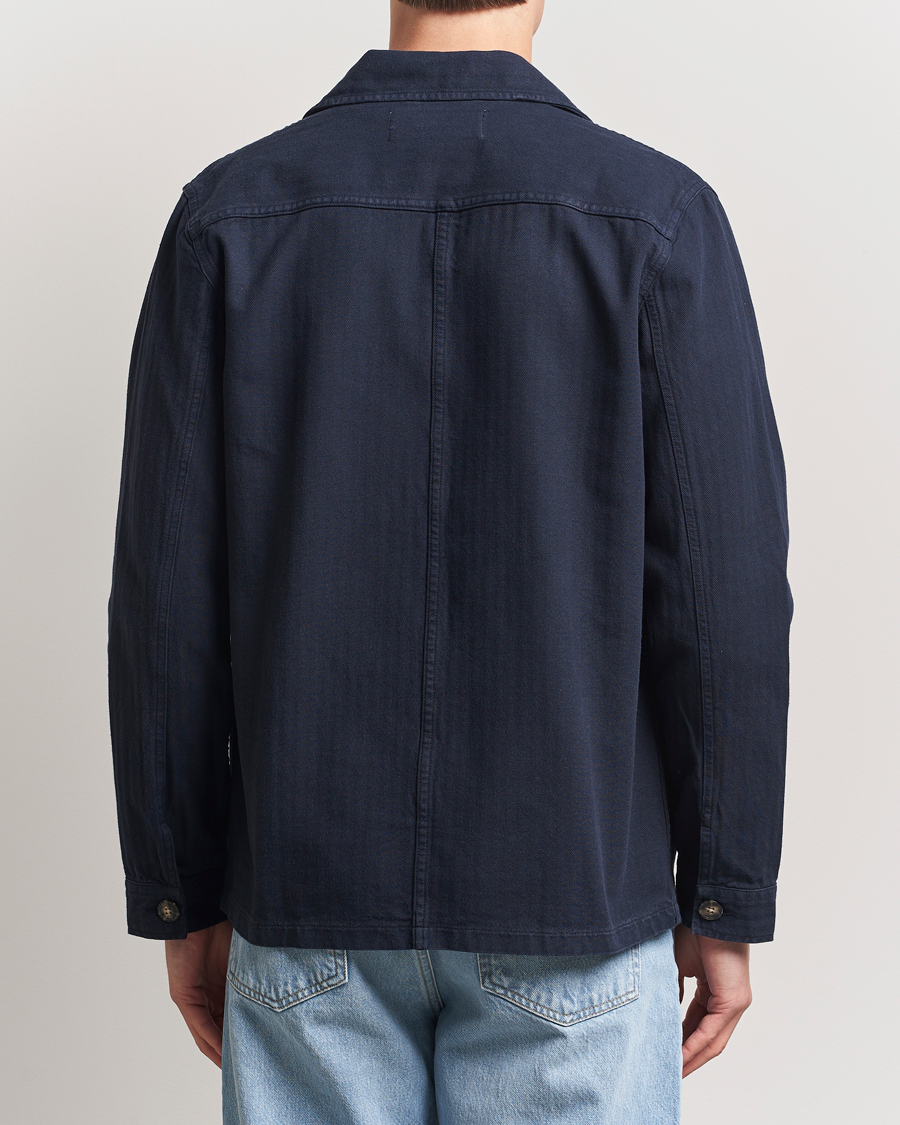 Men | Shirts | A Day's March | Herringbone Overshirt Navy