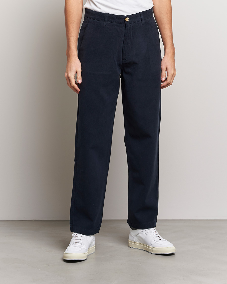 Men |  | A Day's March | Redwood Cotton/Tencel Trousers Navy