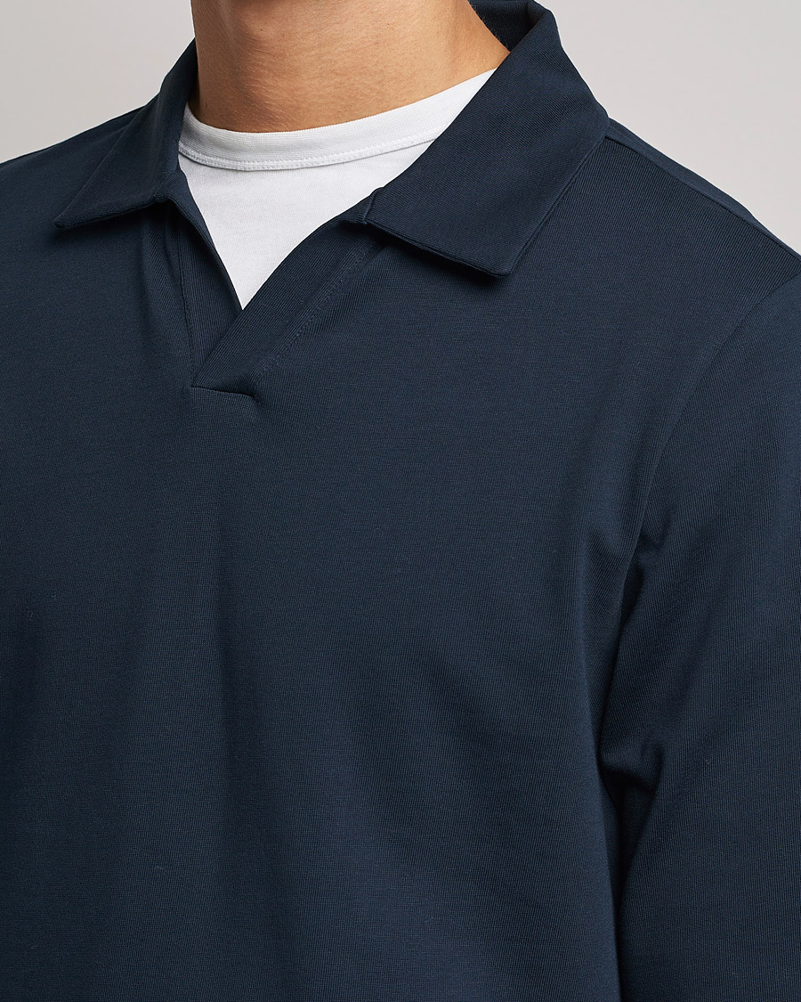 Men | Sweaters & Knitwear | A Day's March | Branford Long Sleeve Jersey Polo Navy