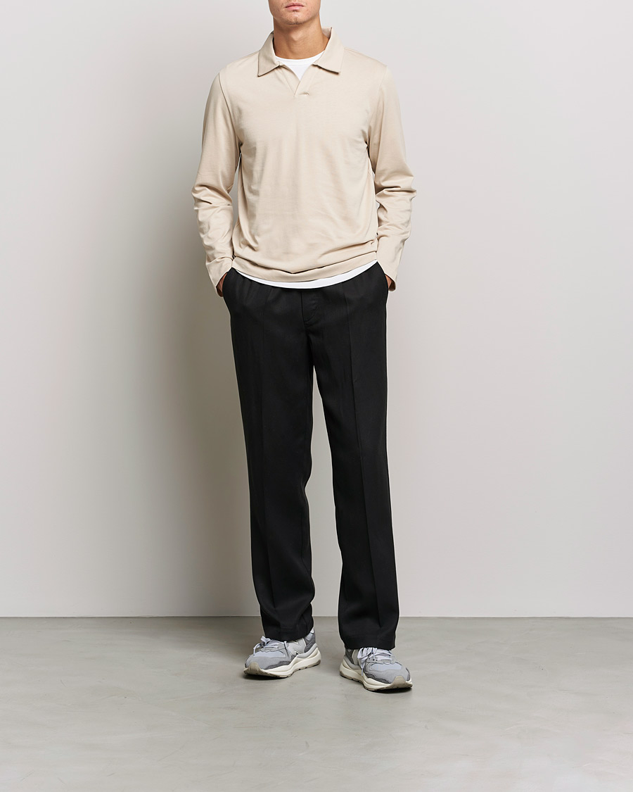 Men | Polo Shirts | A Day's March | Branford Long Sleeve Jersey Polo Sand