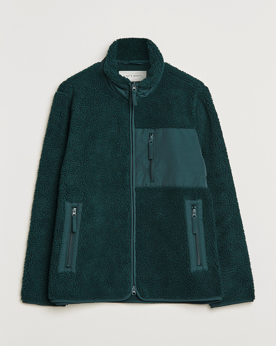Men | Fleece Sweaters | A Day's March | Granån Recycled Fleece Jacket Bottle Green