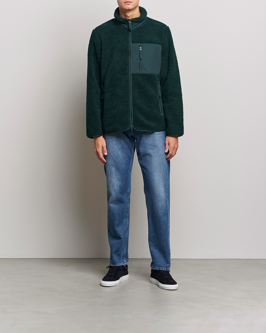 Men | Sweaters & Knitwear | A Day's March | Granån Recycled Fleece Jacket Bottle Green