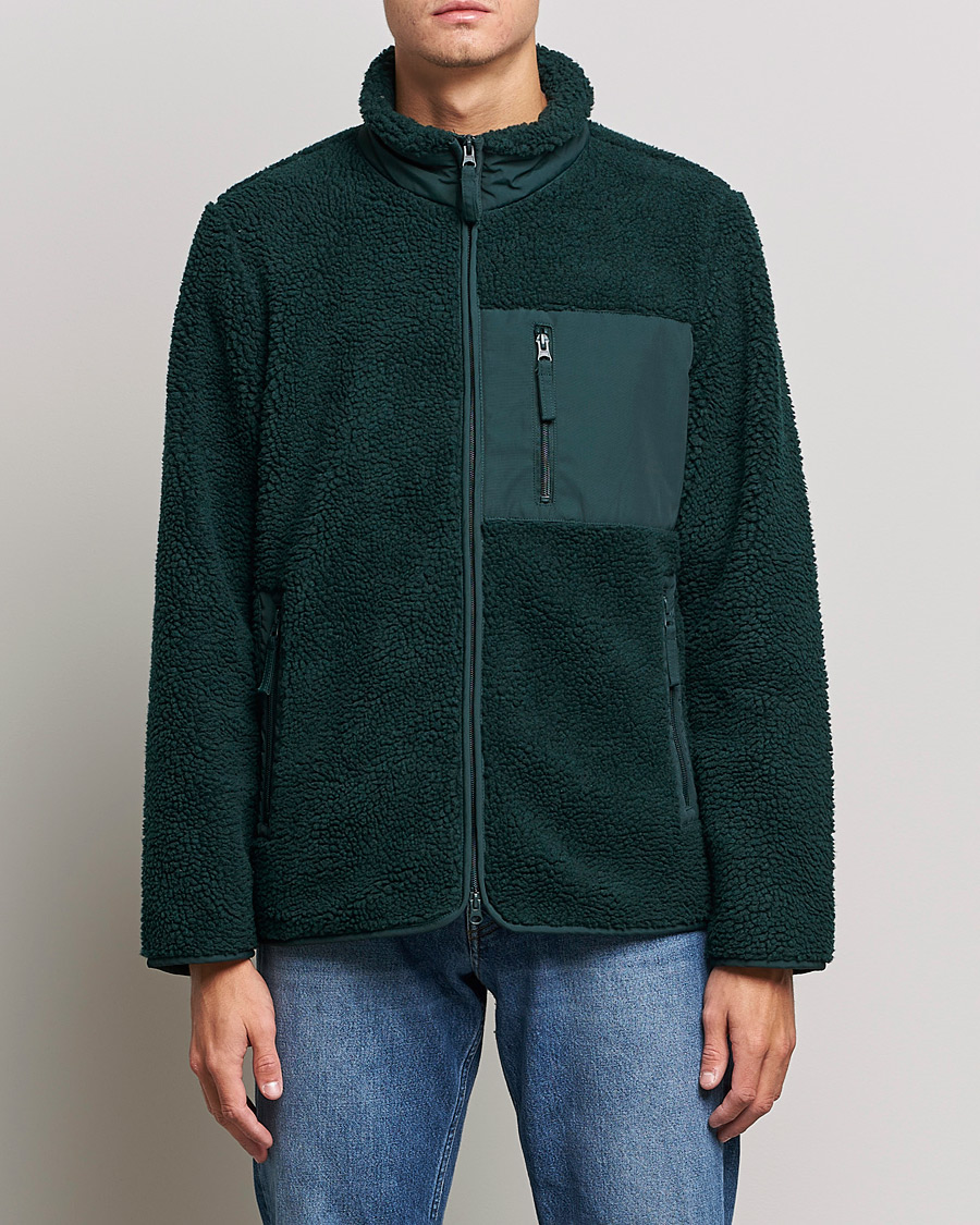 Men | Sweaters & Knitwear | A Day's March | Granån Recycled Fleece Jacket Bottle Green