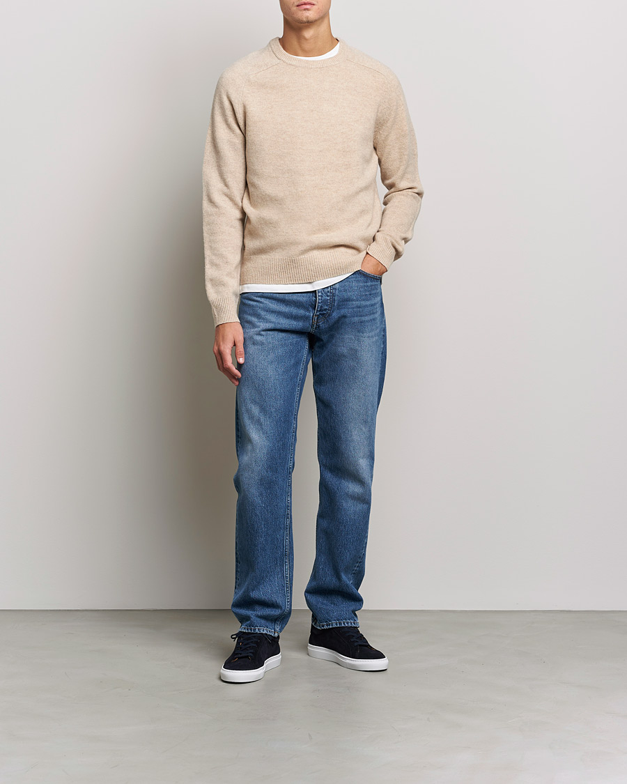 Men | Sweaters & Knitwear | A Day's March | Brodick Lambswool Sweater Sand Melange