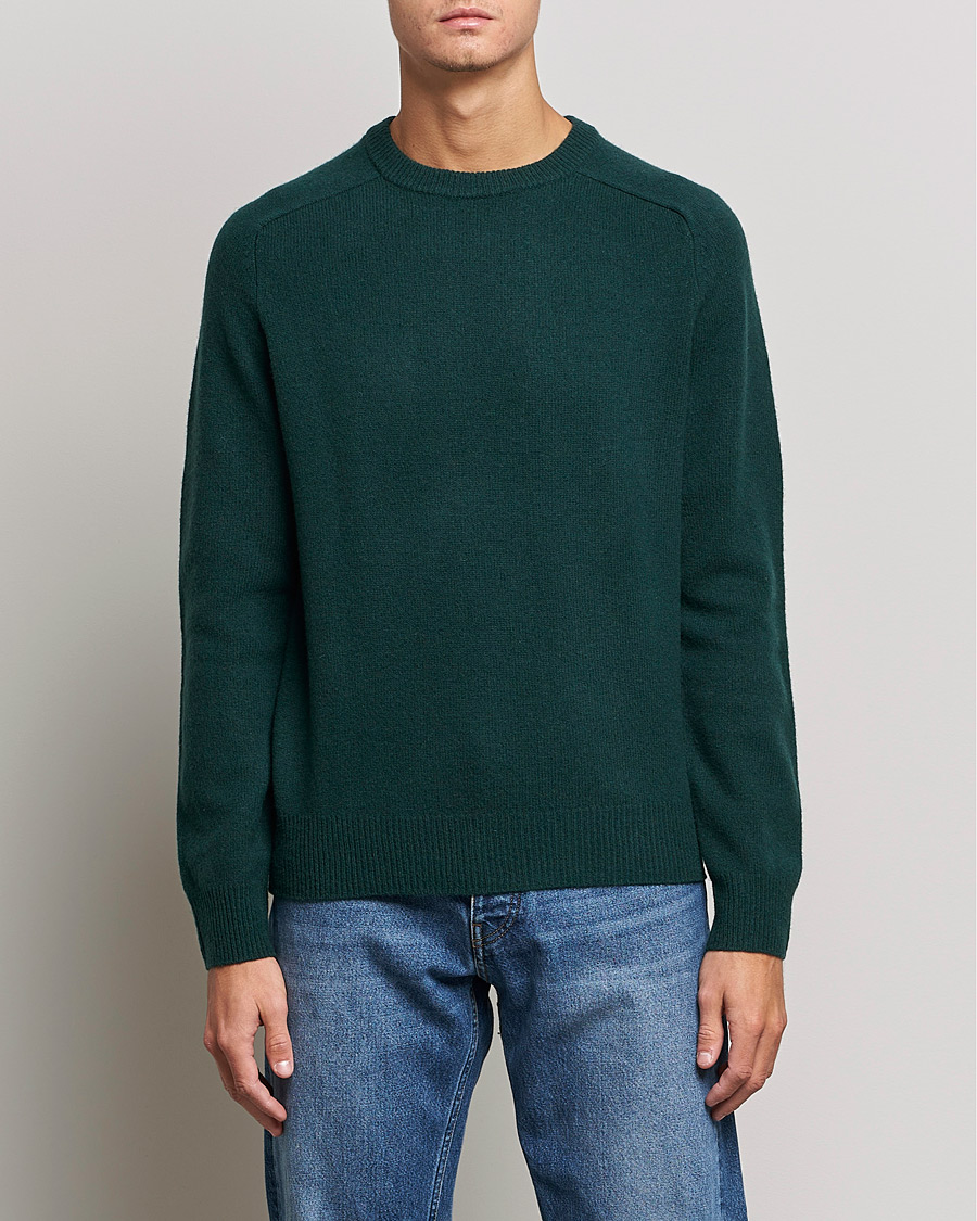 Men | Knitted Jumpers | A Day's March | Brodick Lambswool Sweater Bottle Green