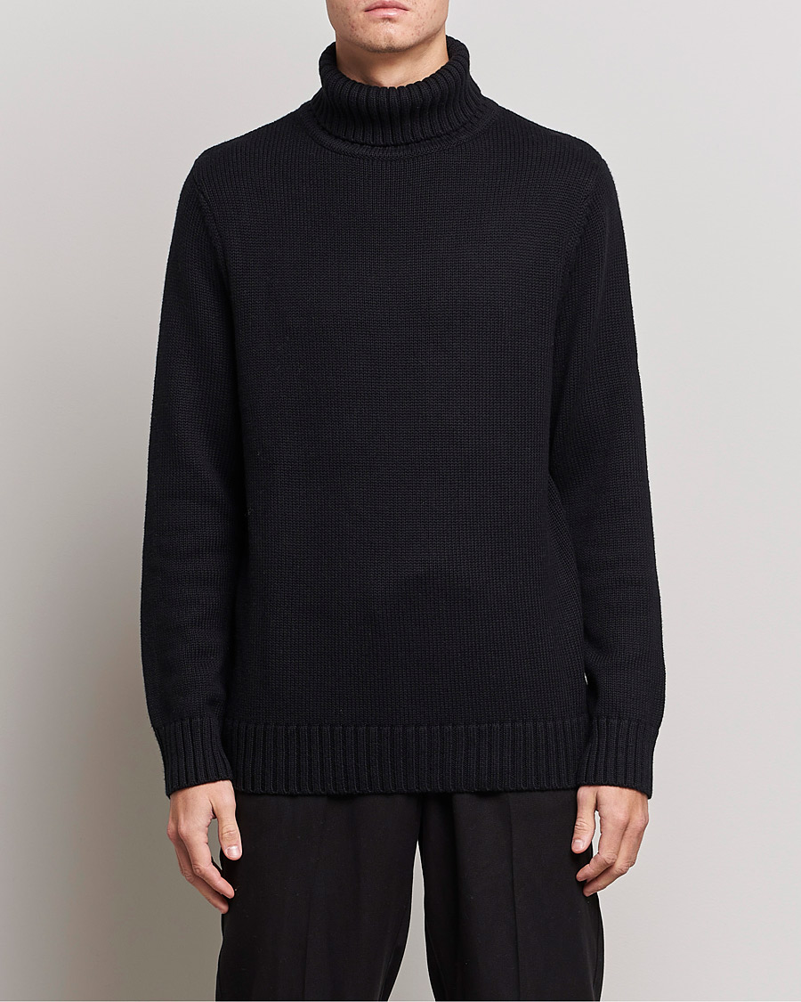 Men | Sale clothing | A Day's March | Forres Cotton/Cashmere Rollneck Black