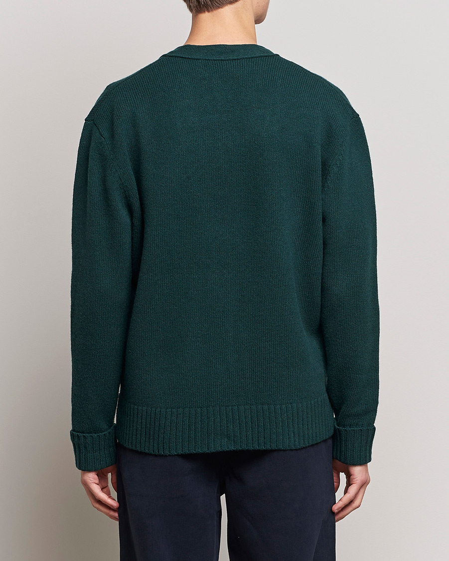 Men | Sweaters & Knitwear | A Day's March | Snag Lambswool Cardigan Bottle Green