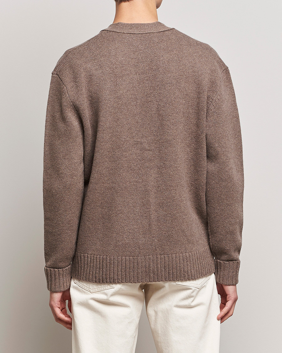 Men | Sweaters & Knitwear | A Day's March | Snag Lambswool Cardigan Taupe Melange
