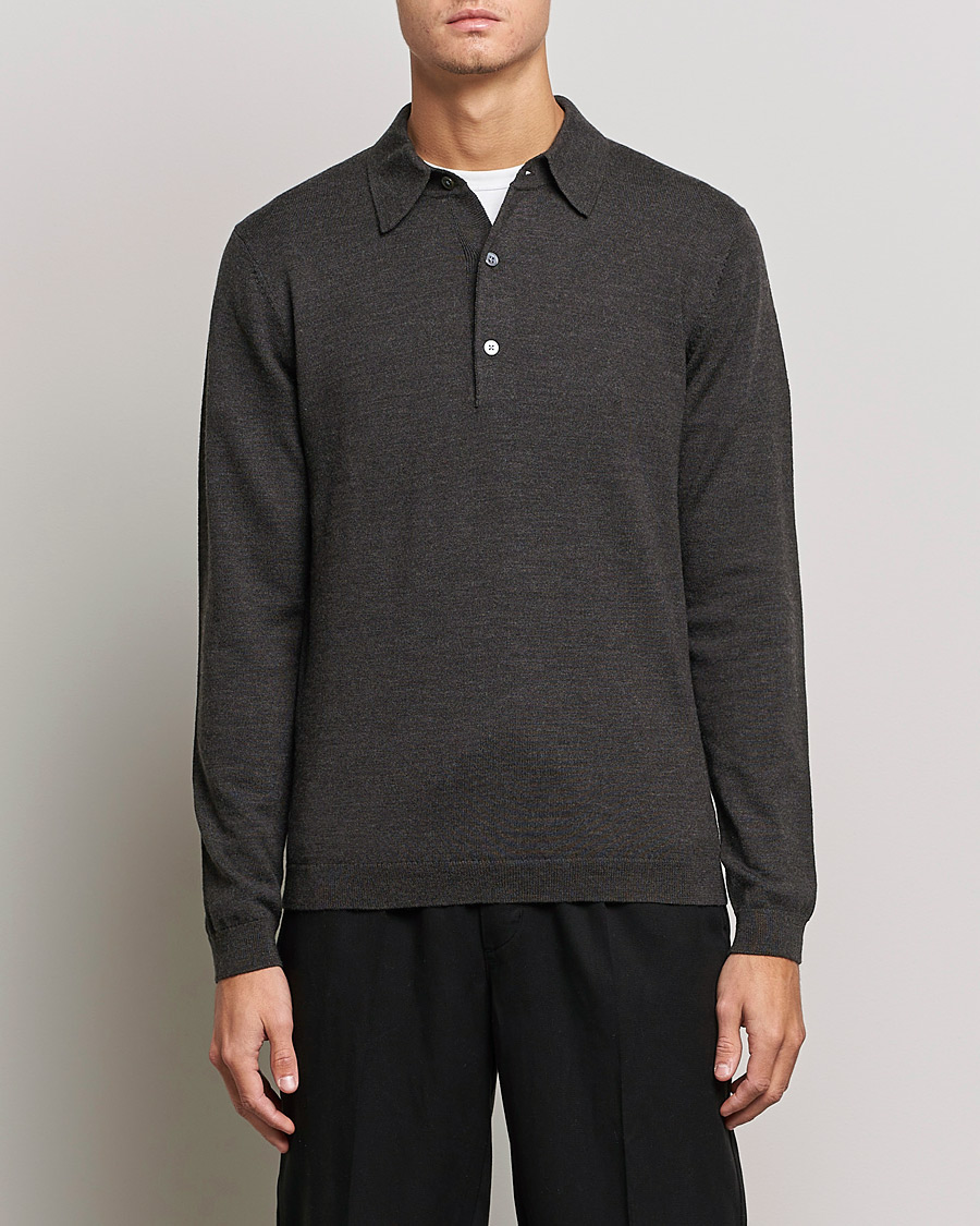 Men | Knitted Polo Shirts | A Day's March | Ambroz Merino Polo Java Brown