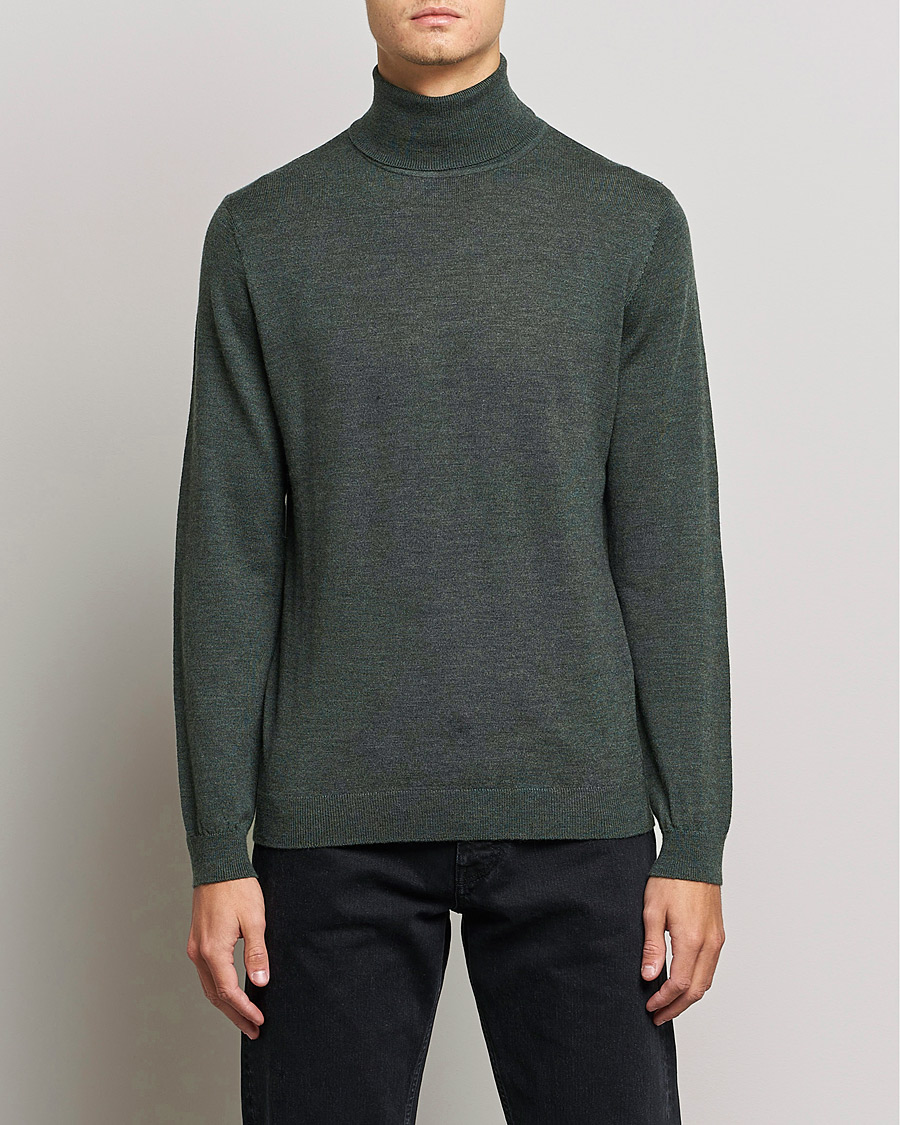 Men | Sweaters & Knitwear | A Day's March | Nela Merino Rollneck Moss Melange