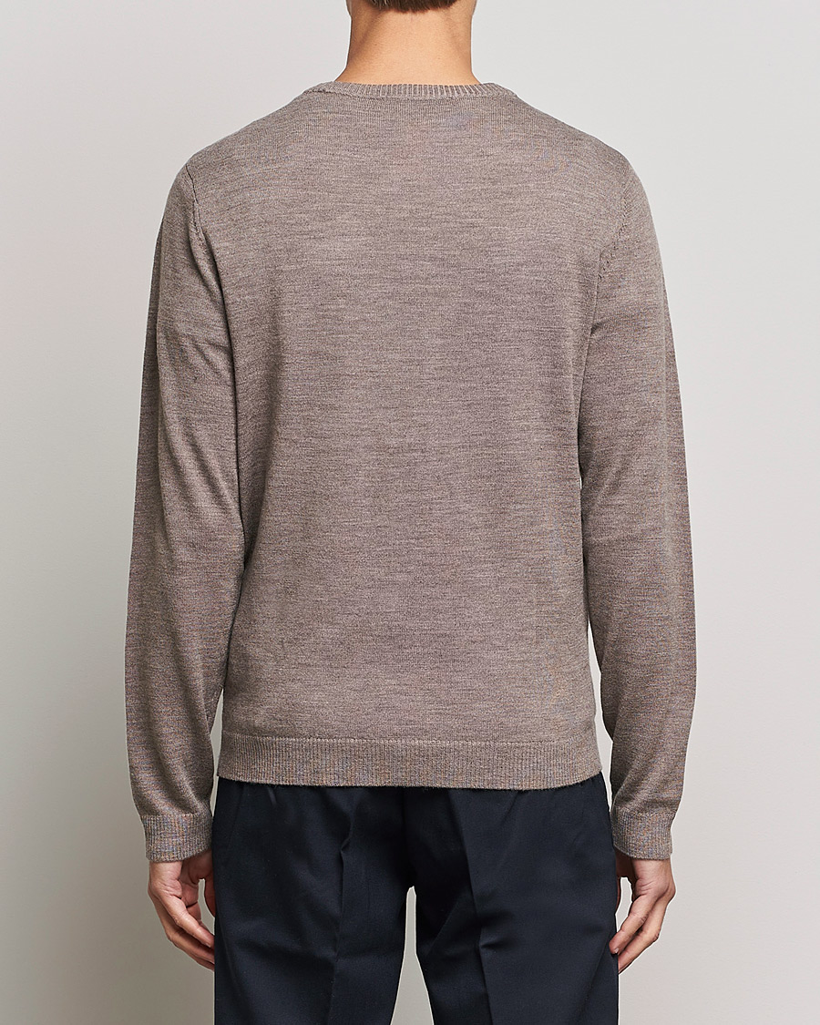 Men | Sweaters & Knitwear | A Day's March | Alagón Merino Crew Taupe Melange