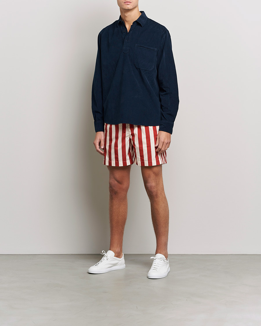 Men | Swimwear | Orlebar Brown | Bulldog Drawcord Mix Stripe Swim Shorts Vermillion