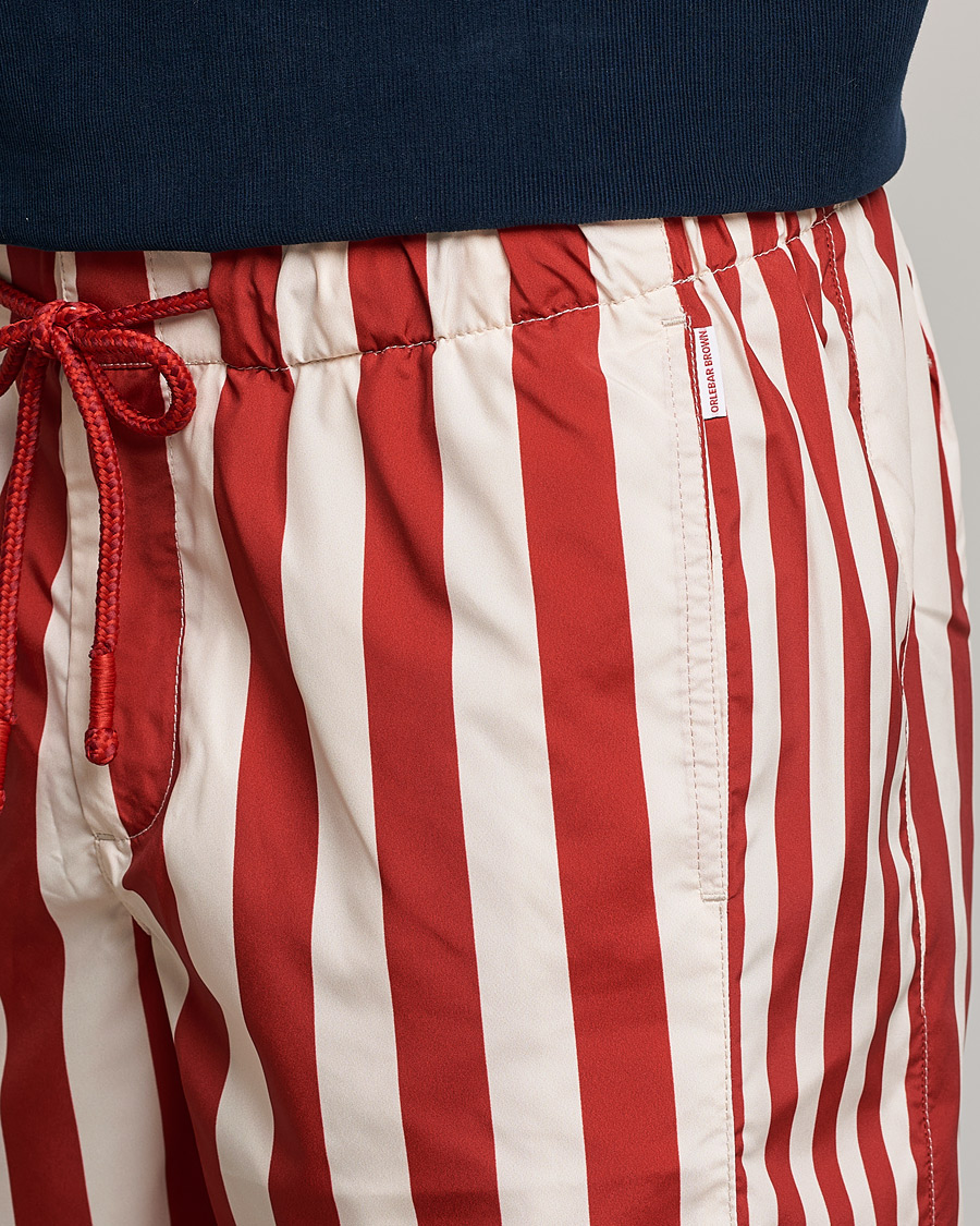 Men | Swimwear | Orlebar Brown | Bulldog Drawcord Mix Stripe Swim Shorts Vermillion