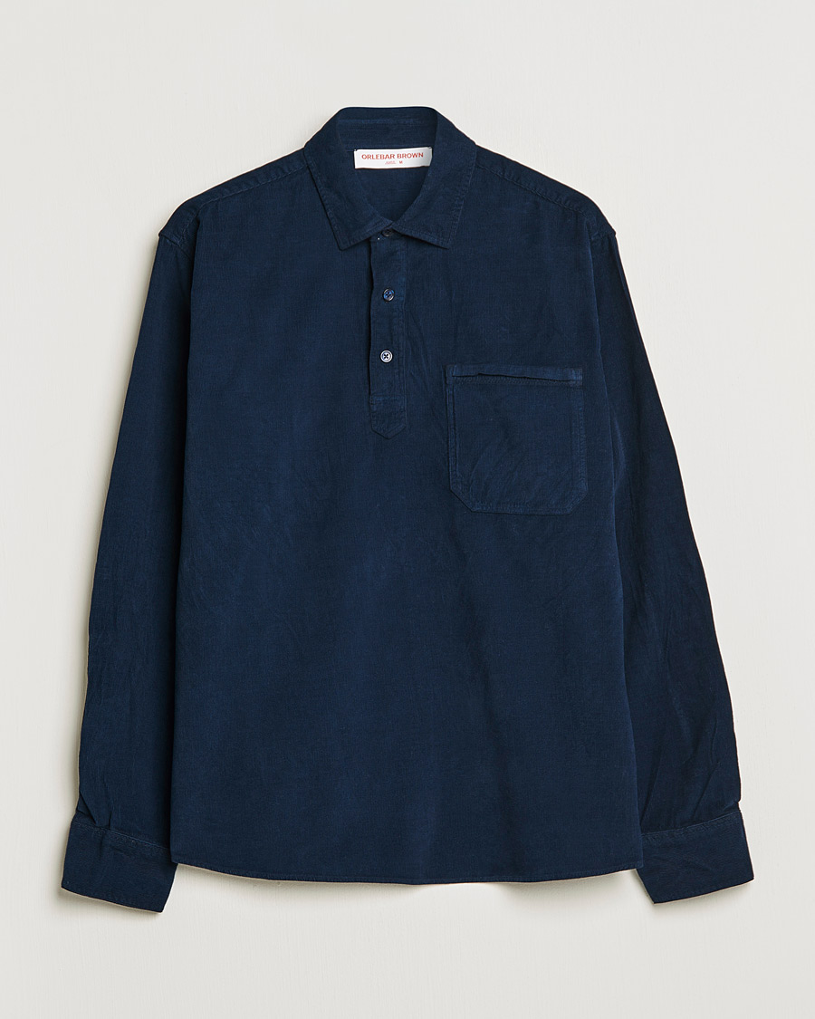 Men | Shirts | Orlebar Brown | Shanklin Cord Popover Shirt Midnight Navy