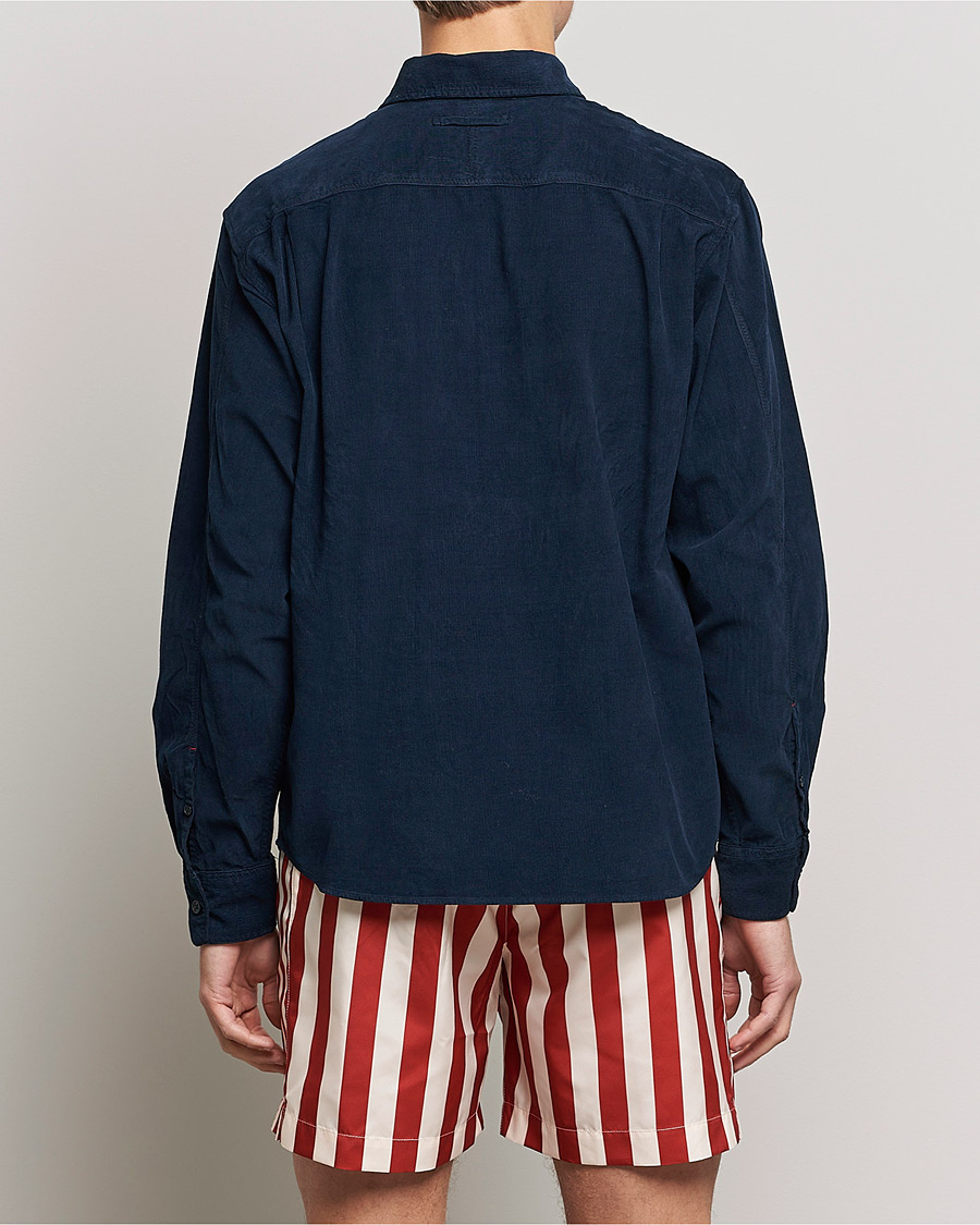 Men | Shirts | Orlebar Brown | Shanklin Cord Popover Shirt Midnight Navy