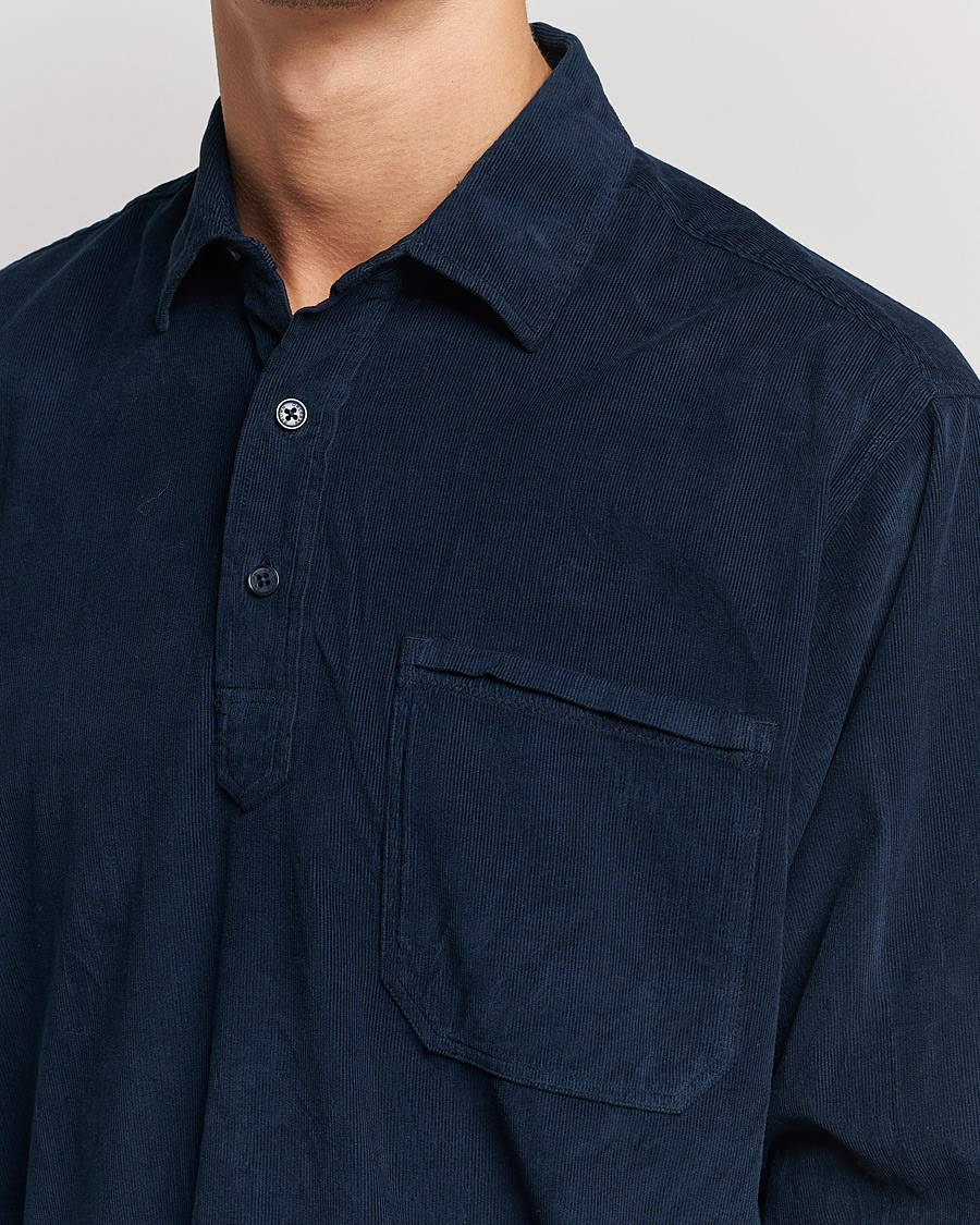 Men | Shirts | Orlebar Brown | Shanklin Cord Popover Shirt Midnight Navy