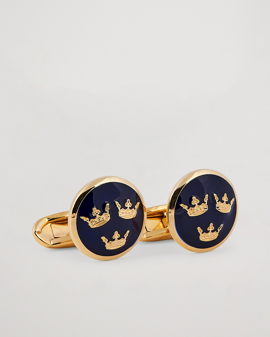 Men |  | Stenströms | Three Crown Cufflink Navy/Gold