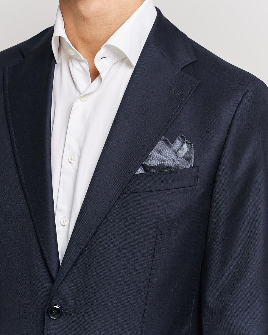 Men | Pocket Squares | Stenströms | Silk Handkerchief Mid Grey