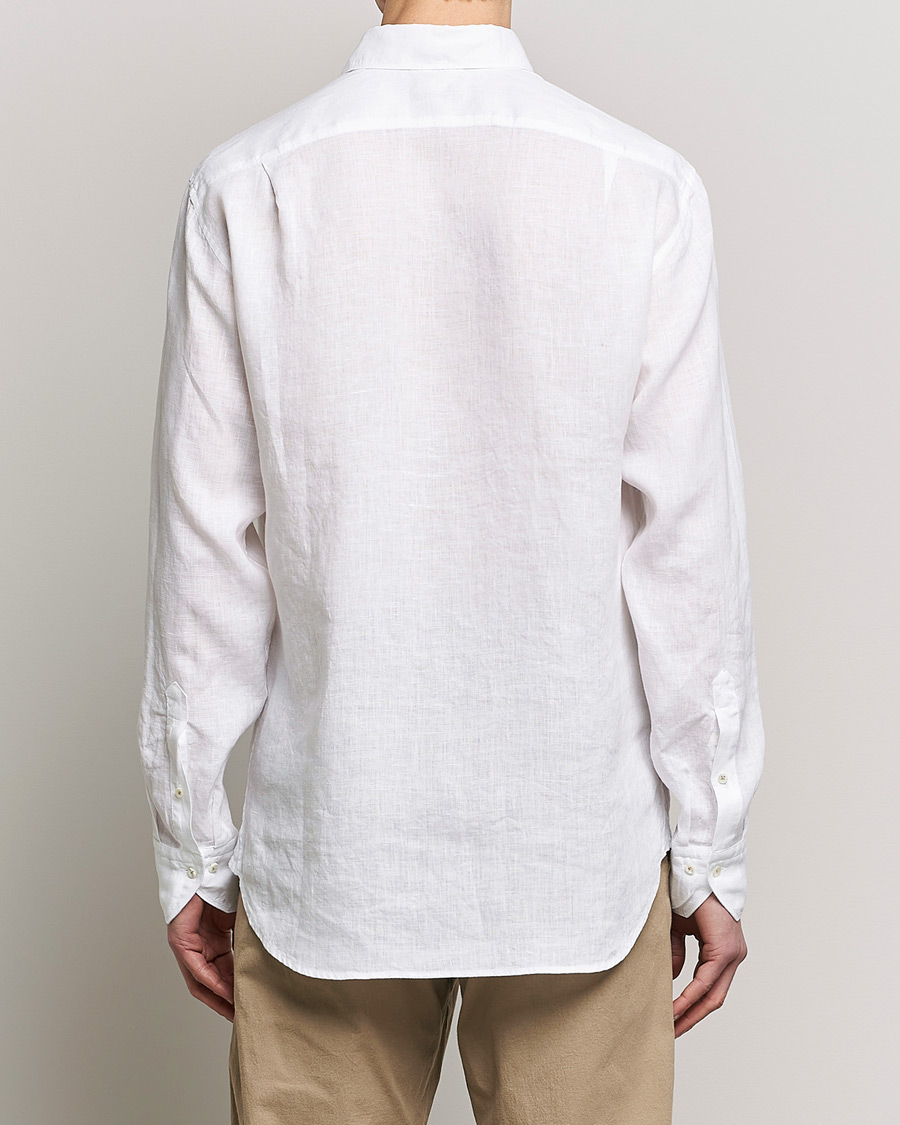 Men | Shirts | Stenströms | Fitted Body Cut Away Linen Shirt White