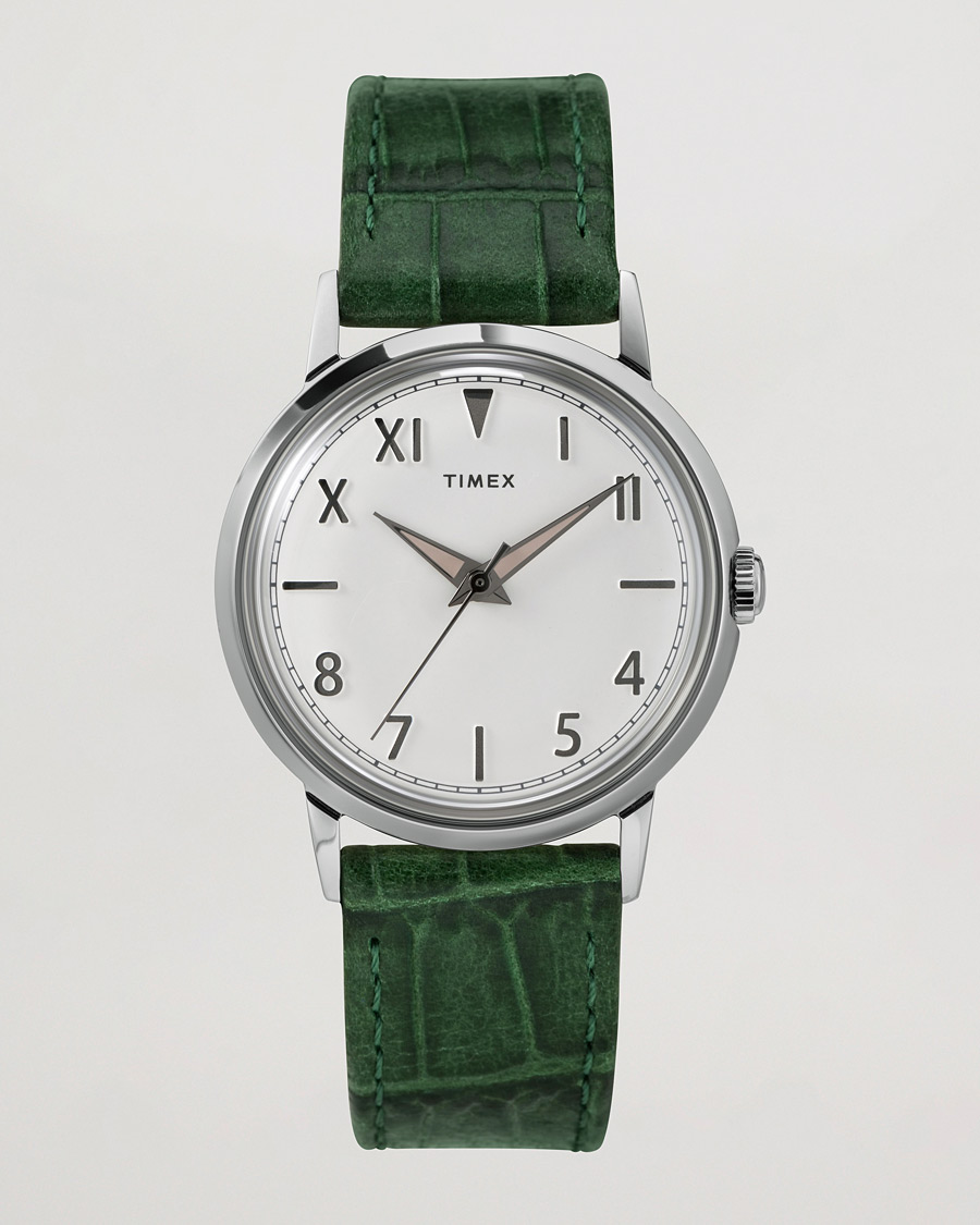 Men | Leather strap | Timex | Marlin Hand-Wound 34mm White Dial