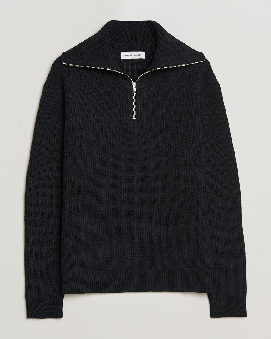 Men | Sweaters & Knitwear | Samsøe Samsøe | Samsøe & Samsøe Logan Zip Turtle Neck Black
