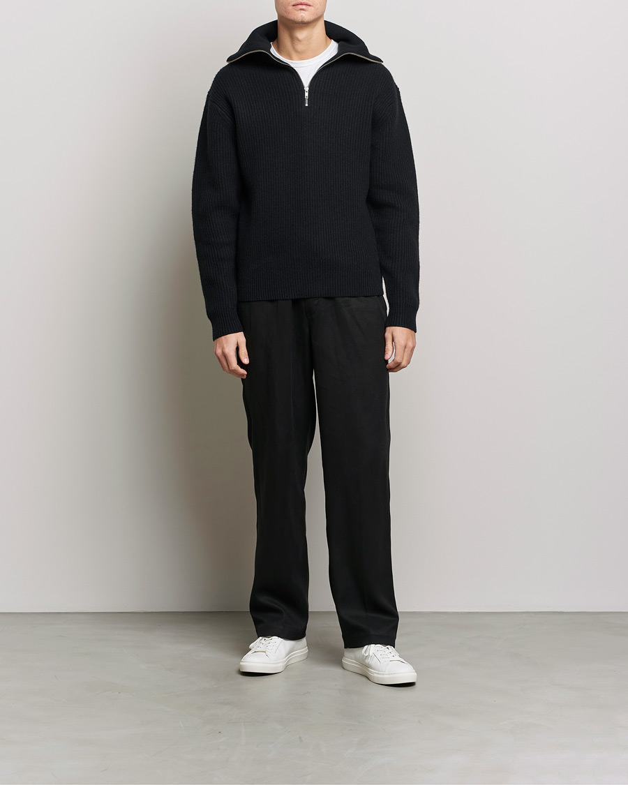 Men | Sweaters & Knitwear | Samsøe Samsøe | Samsøe & Samsøe Logan Zip Turtle Neck Black
